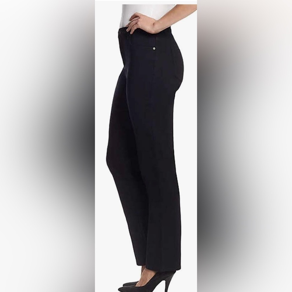 GLORIA VANDERBILT Amanda denim pant bling swan back pockets black NEW size 12